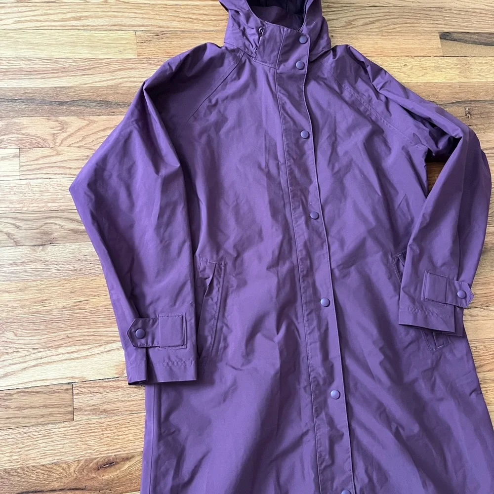 Vibrant Purple Hooded Raincoat Trench coat - Picture 4 of 8
